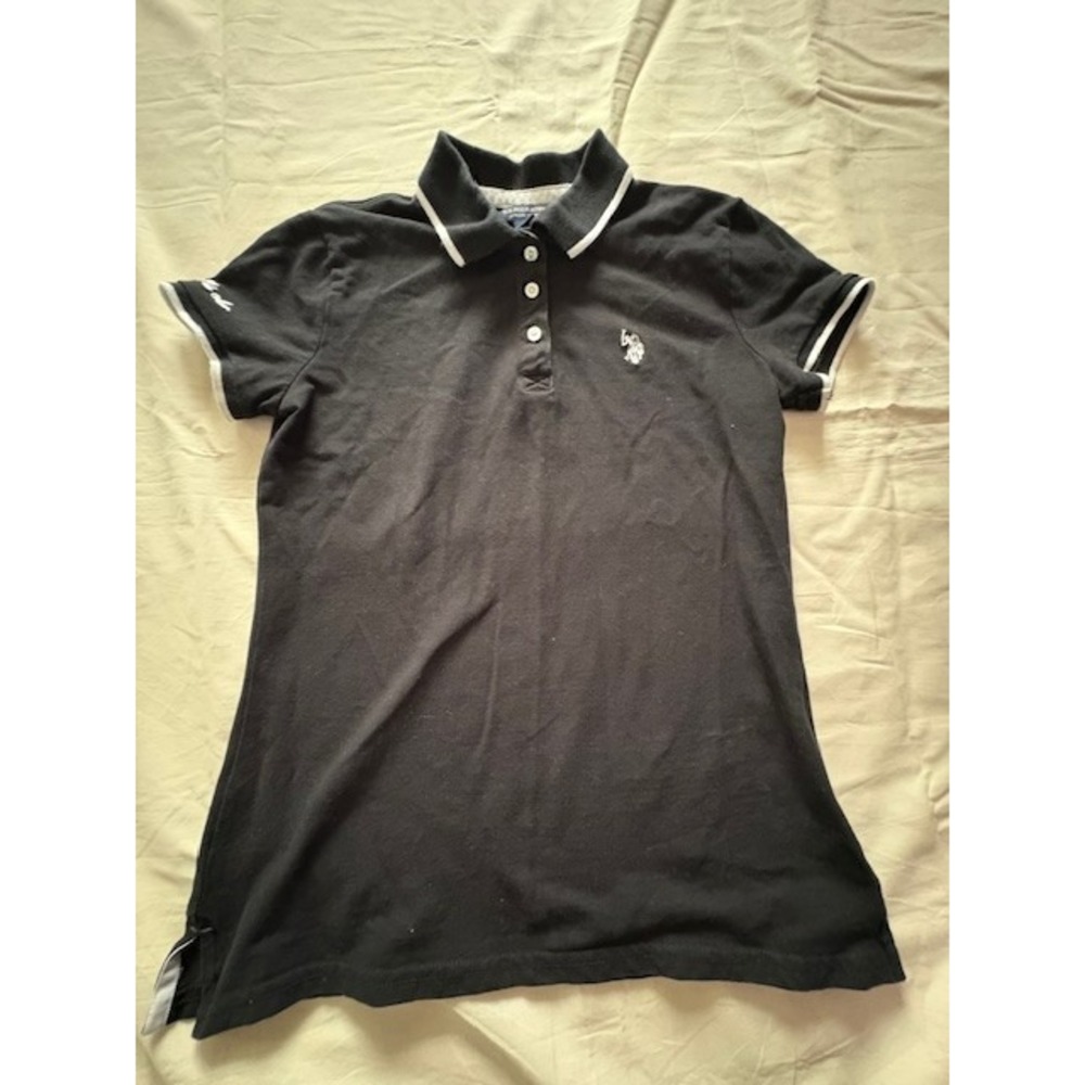 U.S Polo Assn. Womens Black Polo Shirt Short Sleeve Size S Logo Embroidered